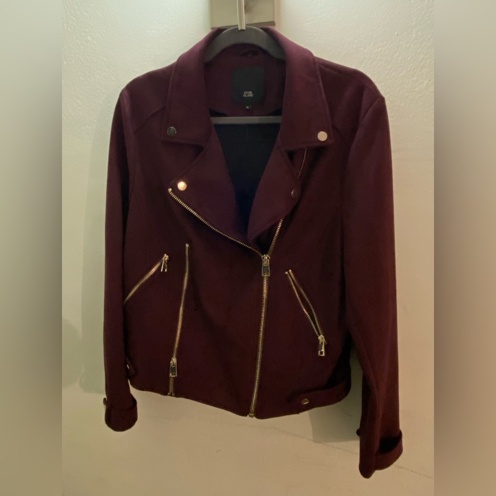 Maroon Moto Jacket - oversized L